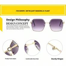 2026 New Model UV-Protective Gradient Sunglasses For Women With Large Faces, Frameless Sun Glasses With A High-End Feel - 灰茶片 - 查看 10