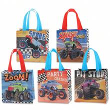 5/15 Stück Rennwagen-Themen Vlies-Tragetaschen, Monster Truck Muster Geschenktüten, geeignet für Themenfeiern, Einschulungsfeiern, Geburtstage, Geschäftsbesuche, Party-Gastgeschenke, Einschulungszeit, anwendbar für Feiertage, Veranstaltungen, Klassentreffen und verschiedene Anlässe - 9008-1-2-3-6-7 - Übersicht 1