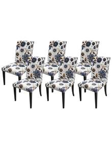 1/4/6 piezas Fundas de silla de respaldo alto de seda de leche, hojas, flores moradas, elásticas a prueba de polvo y lavables para la sala de estar, comedor, dormitorio, estudio - Multicolor - Ver 10