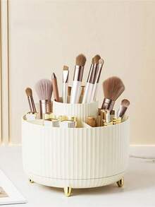 1pc 360 Degree Rotating Makeup Box, Stationery Storage Box, Pen Holder, Cosmetic Display Rack, Multi-Function Makeup Brush Holder, Skincare Storage Box, Plastic Makeup Brush Organizer - 彩色 - 查看 5