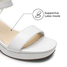 Comfortable Platform Chunky Low Heeled Sandals For Teenagers, Open Toe Buckle Decor Ankle Strap Summer Sandals - trắng - Xem 3