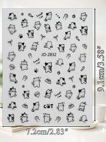 3/6/12张可爱卡通猫装饰贴纸，卡哇伊风格，适用于手账、日记本、剪贴簿、DIY笔记本装饰，也可用于学校、办公用品、剪贴簿、文具等，趣味贴纸，Kindle适用 - 多色 - 查看 4