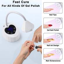 UV LED Nail Lamp, Auto Sensor, 3 Timer Settings, Wireless UV Light, Suitable For Gel Nail Polish, Rechargeable Curing Light, Fast Curing Goose Neck UV Lamp, Suitable For Acrylic Nail Extensions, Salon & Home DIY - White - View 7