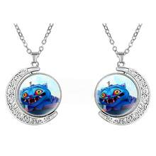 Crescent Moon Gemstone Necklace, KPOP Idol Group Reversible Pendant, Elegant Couple Accessory - Multicolor - View 12