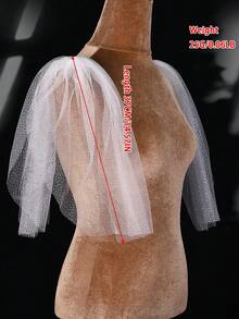 2件套闪亮新娘披肩，短款袖套，适用于女士正式礼服，胸针扣 - 彩色 - 查看 7