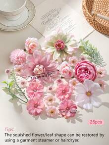 25/50/100 bông hoa giả màu hồng, hoa nhân tạo cỡ nhỏ/vừa/lớn, hoa giả mini, kết hợp hoa cúc, cẩm tú cầu, hoa hồng, thích hợp trang trí đám cưới, phòng ngủ/phòng khách, nhà cửa, trang trí tường/bàn, tiệc tùng, quà tặng sinh nhật, v.v. - Hồng - Xem 9