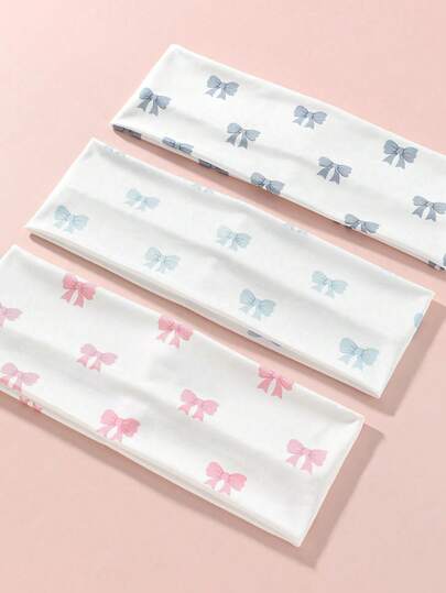 1-3条装 女士休闲可爱蝴蝶印花沙滩/度假发带，聚酯纤维材质，百搭日常佩戴