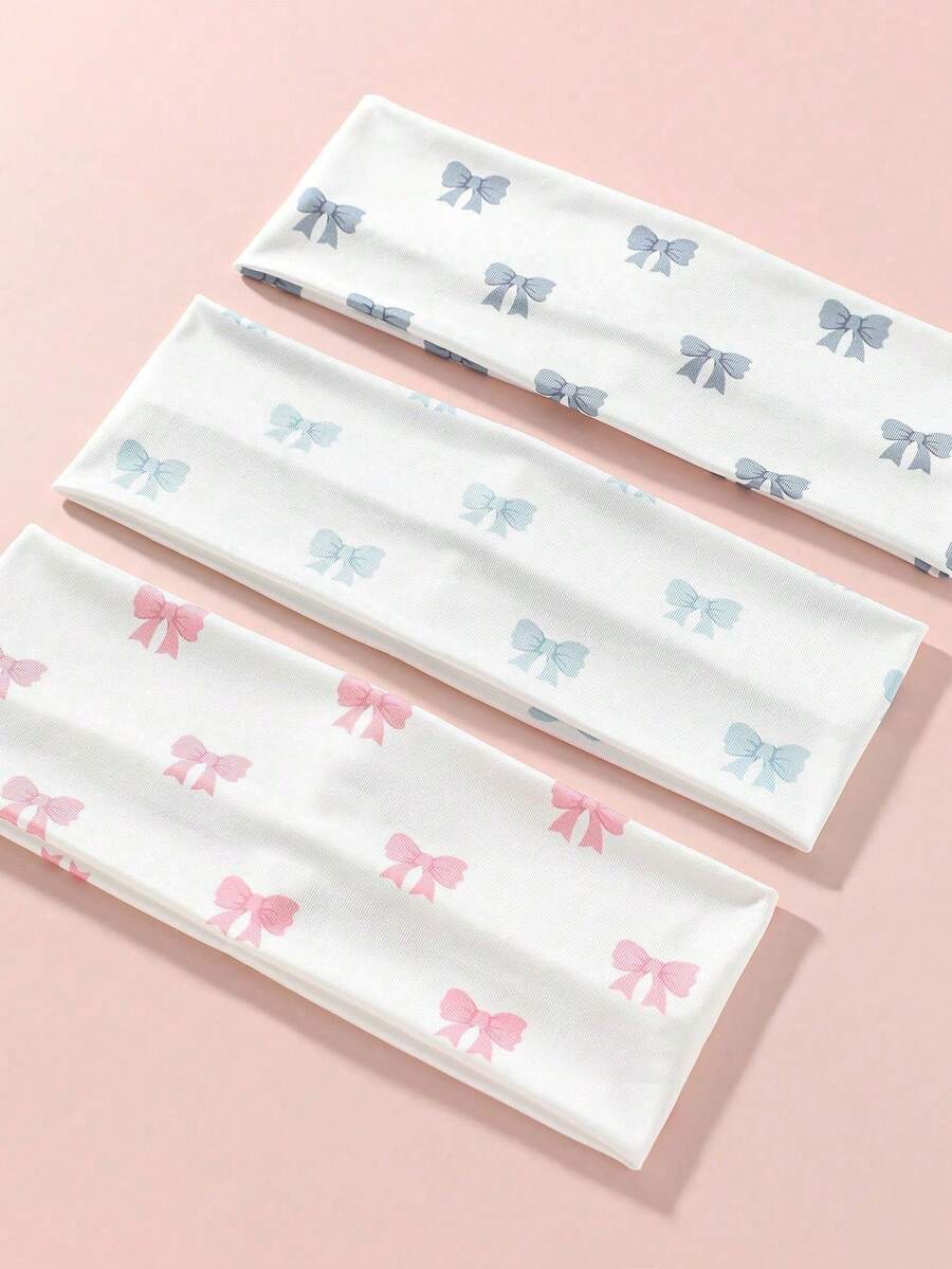 1-3pcs Women Casual Cute Bow Print Beach/Holiday Headband, Polyester Fiber, Versatile Daily Wear Summer Hair Accessories Beach Vacay Hair Bands - Multicolor - View 1