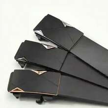 商务礼品之选：几何三角形自动扣皮带，男士高端合金腰带 - 彩色 - 查看 9