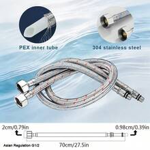 一套厨房阳台水槽龙头，三档旋转出水嘴冷热水龙头，含安装配件和软管，适用于洗脸盆等厨房用品和厨房配件。 - 銀色 - 查看 4