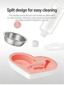 Heart-Shaped Moisture-Proof Dual-Use Pet Bowl, Suitable For Small/Medium Dogs And Cats, Automatic Water Dispenser And Food Bowl - 500ml - View 7
