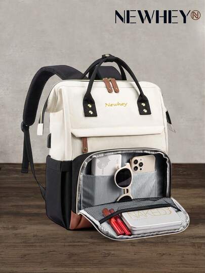 NEWHEY 男士笔记本电脑背包 17.3 英寸 学生背包 防水旅行背包 防盗背包 男士背包 书包 轻便多口袋旅行/工作背包