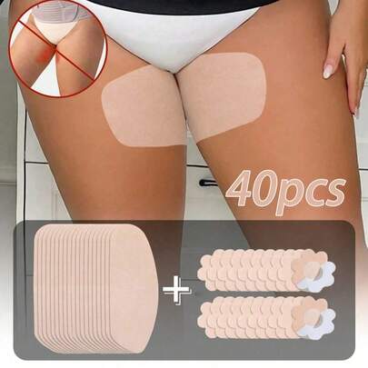 Soft Adhesive Thigh Chafing Pads, 40 PCS Invisible Anti-Friction Patches, All-Day Comfort Thigh Guards For Summer & Daily Use