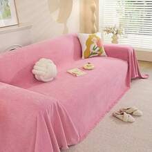 Funda de Sofá Elástica Chenille Reversible - Ultra Suave Antideslizante y Lavable Funda para Sofá de Tela Supersuave Antiarañazos Ideal Todas Las Temporadas Rosa 180x130cm/70.8x51.2 in - Rosa - Ver 4