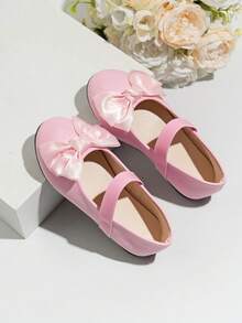 1 Paar Mädchen-Abendschuhe, Tanzschuhe mit Schleifen-Design, bequeme flache schwarze Schuhe, geeignet für Schulaufführungen, Hochzeiten, elegante Mädchenschuhe - Pink - Übersicht 4