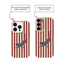 1pc TPU Material Striped Blue Leopard Pattern Phone Case Compatible With IPhone 17 Pro Max/17/16 Pro Max/15/13/12/11, S20 FE/A15/S24/A55, Note 11/Note 12/Note 13 Pro, Full Coverage Anti-Drop Soft Protective Phone Cover - White - View 7