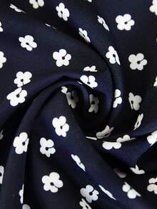 EARO Women's Long Floral Print White A-Line Skirt, Non-Stretch, Flowy And Versatile, Fashionable And Elegant - Navy Blue - View 4