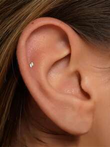 1件装925纯银耳钉，女士耳骨钉，平底耳廓耳钉，适合日常佩戴、婚礼、派对、订婚等场合，精美首饰 - 金色 - 查看 4