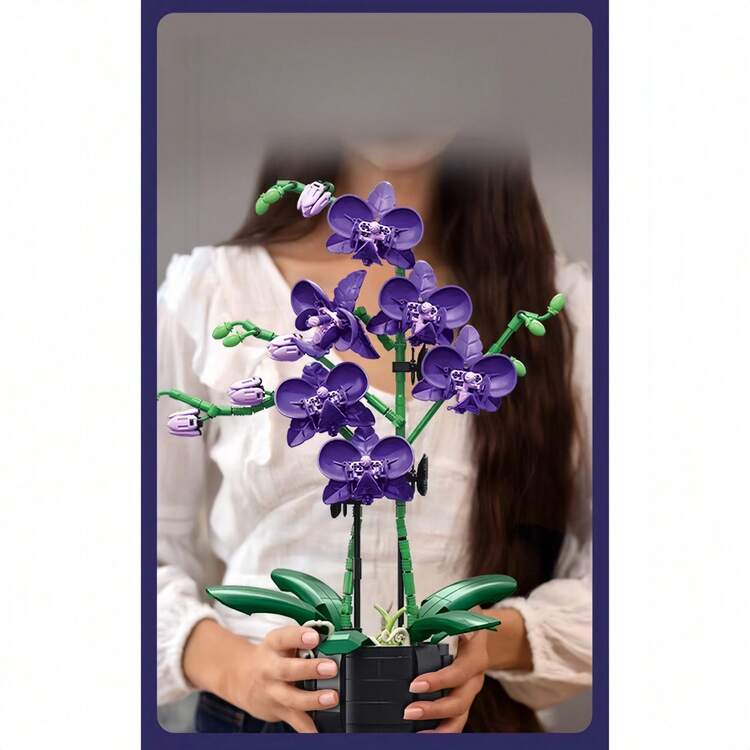 Blumen Bausteine Set – 478 Teile, Orchidee & Gottesanbeterin, Mit LED-Beleuchtung, Micro Mini Steine, Für Deko