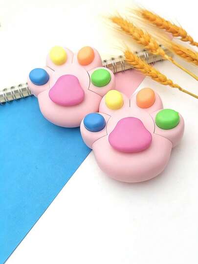 1支可爱猫爪造型荧光笔，彩色马克笔，学生适用，动物图案荧光笔