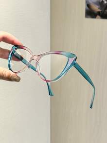 1副女士猫眼眼镜框，轻盈贴合，聚碳酸酯镜框，波西米亚风格，适合日常搭配，附眼镜盒 - 彩色 - 查看 7