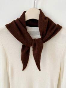 1pc Women's Pure Wool Knitted Triangle Scarf, Solid Color Multi-Wear Warm Neck Warmer Shawl, Minimalist Autumn/Winter Layering Accessory - Multicolor - View 15