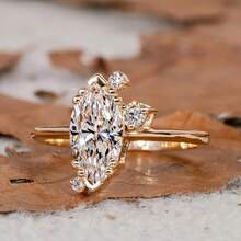 Women's Delicate Fresh 18K Gold Plated Zirconia Eye-Shaped Elegant Ring - Gold - View 2