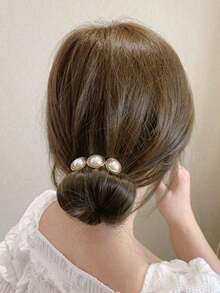 1/2pcs Elegant Faux Pearl Retro Style, Unscented Relaxed-Textured Hair Compatible, Faux Pearl Flower Decor Magic Hair Bun Maker, Twist Hair Bun Maker, Faux Pearl Decorative Hair Clip, Slouchy Weave Ponytail Holder, High-Grade Hair Curler For Tied Ball Head Design Hair, Fall, Travel, Hair Tools, Fall, Hair, Travel, Women, Hair Tools, Stuff, Gifts, Travel, Hair Accessories For Women - Nhiều màu - Xem 4
