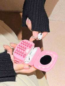 柔软硅胶可爱粉色苹果蓝牙耳机保护套，兼容 1/2/Pro/3/Pro（第二代） - 粉色 - 查看 3