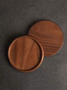 1/2pcs Wooden Cup Coasters, Tea/Coffee Cup Mats, Durable Heat-Resistant Round Coasters For Bowls, Plates, Teapots, Insulated Tableware Pads - Silver - View 13