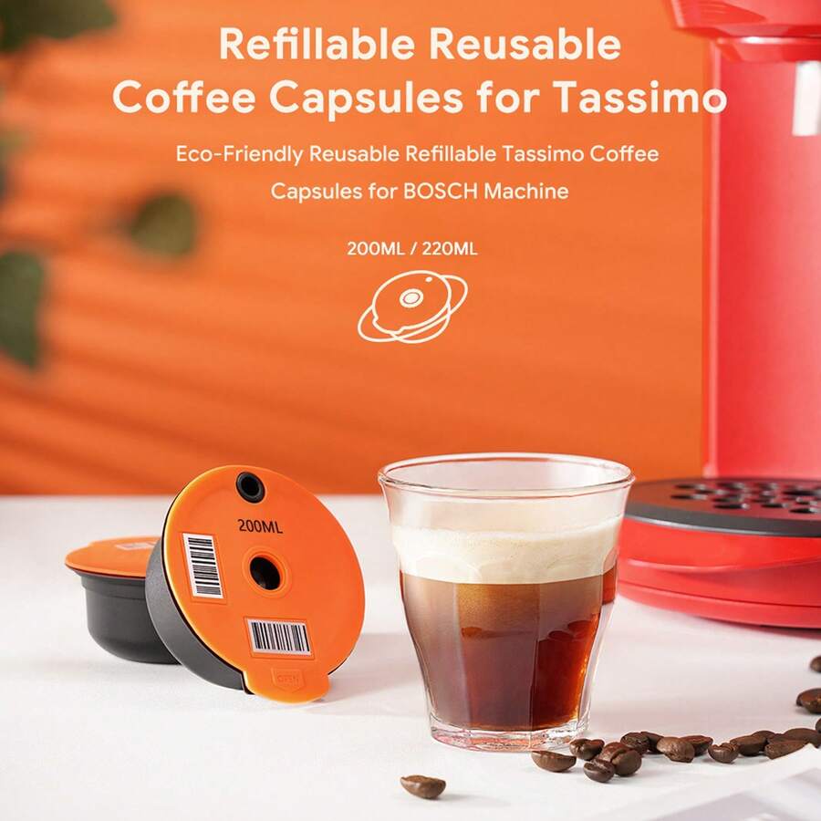 Reusable Coffee Pod - Refillable Coffee Filter Capsule Cup With 1 Orange Lid, Brush, And Spoon For Coffee Makers - -Friendly Alternative To Single-Use Pods,Coffee Service Coffee Accessories - View 1