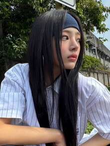 1条运动吸汗头带，跑步健身头巾夏季发饰沙滩发夹度假发夹 - 藏青色 - 查看 8