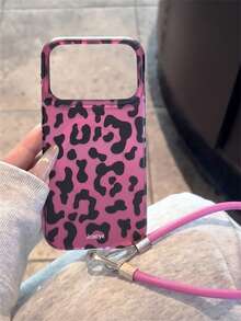 适用于 17 Pro Max、17 Pro、17、16 Pro Max、16 Pro、16、15 Pro Max、15 Pro、14 Pro Max、14 Pro、13、12 Pro Max、11、16、15、14 Plus 的奢华豹纹磁吸无线充电手机壳，配有防丢挂绳和果冻保护后盖。 - 玫紅色 - 查看 3