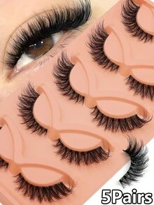 5 Pairs Thick Fluffy 3D Cat Eye Fox Eye False Eyelashes Natural Realistic Curly Eye Makeup Daily Party Dating Makeup - View 6