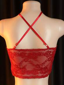 2pcs Sexy Lace Lingerie Set: Top + Panty, Women's Underwear And Sleepwear - Red - View 4