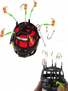 1pc Carbon Steel Anti-Slip Bait Cage, 100pcs Scented Fishing Pellets, Includes 6 Durable Carbon Steel Swivel Hooks, Adjustable Weight Bait Holder, Enhances Fishing Efficiency And Success Rate - Black - View 2