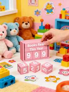 Este adorable contador de lectura de madera rosa es el regalo perfecto para los amantes de los libros. Simplemente actualiza los bloques numéricos de tres dígitos para hacer un seguimiento del volumen de lectura del año. Un accesorio de escritorio con estilo, agrega una atmósfera cálida a cualquier entorno del hogar u oficina, mientras hace que tus objetivos de lectura estén claros de un vistazo. Ligero y portátil, es un excelente regalo para los ávidos lectores. - Estilo A - Ver 2