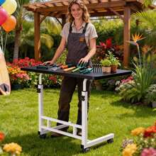 Sturdy Adjustable Height Versatile Garden Workbench| Metal Structure, Spacious Work Surface, Equipped With Lockable Wheels, Ideal For Office, Bedroom, Patio, Gardening, Long-Lasting And Easy To Maintain Design, Plant Stand, Outdoor Garden Table WXXP - [Reinforced Three-layer] - View 8