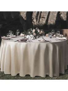 1 chiếc khăn trải bàn tròn nhiều màu sắc theo phong cách cổ điển, thích hợp cho khách sạn và gia đình, bề mặt satin, phù hợp cho đám cưới, ngày Valentine và sử dụng hàng ngày. - Màu be - Xem 1