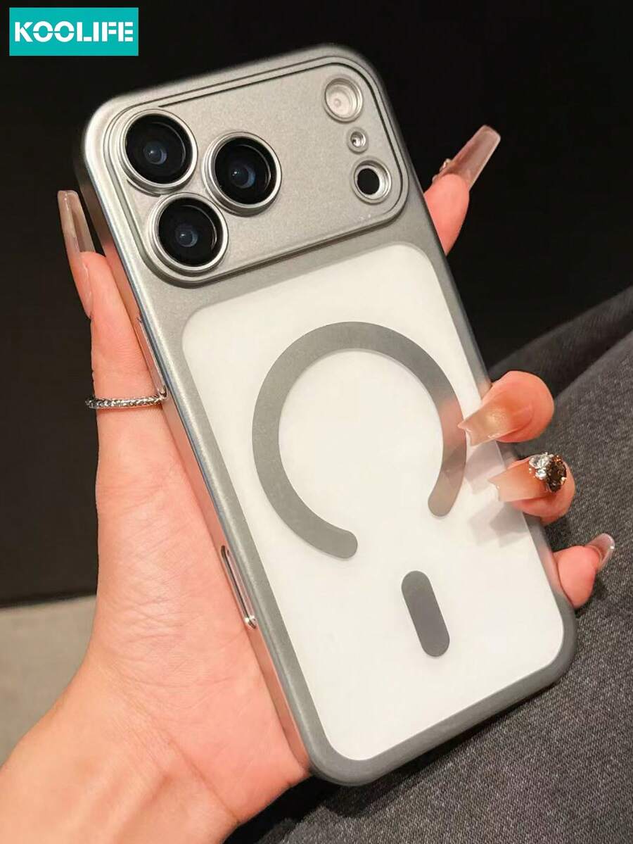 Koolife 1 buc Carcasă de telefon placată cu magnet, Carcasă de telefon rigidă din PC cu film încorporat pentru lentilă, Carcasă de telefon protectoare rezistentă la șocuri pentru iPhone 17/17 Pro/17 Pro Max - Argint - Vizualizare 1