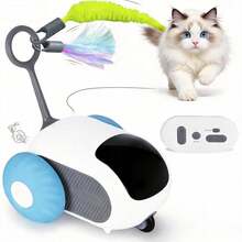 Cat Toys For Indoor Cats, Smart Interactive Cat Toy With Two-Speed Adjustment, Remote Control USB Rechargeable Automatic Cat Exercise Toys For Bored Indoor Adult Cats Kittens (Blue) - 藍色 - 查看 1