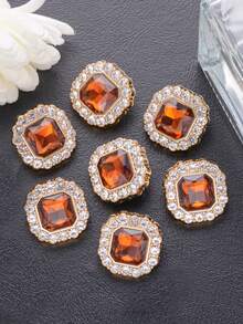 7pcs Colorful Square Synthetic Gemstone & Glass Metal Buttons, Suitable For Women's Jackets, Sweaters, Furs, Uniforms, Elegant Decorative Buttons, DIY Bag & Jewelry Accessories - Multicolor - View 31