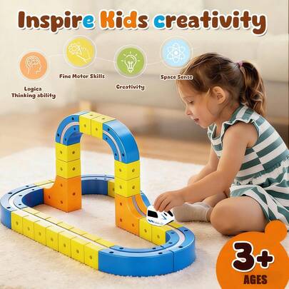 3+ Kids Car Educational Building Blocks Toy - Magnetic Blocks Train Set With Anti-Gravity Function And Multi-Functional Accessories, Flexible 3D Track Layout, Anti-Gravity Train Set 54/126pcs - Birthday, Christmas, Halloween, New Year, Easter, Children's Day Holiday Gift