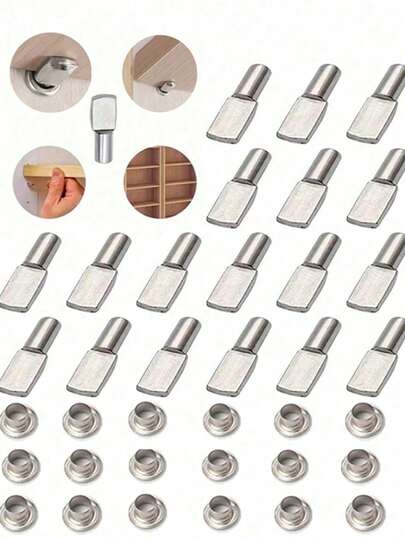 10/20/30pcs Durable Metal Shelf Pins - 5mm Nickel Plated Peg Supports, Suitable For Bookcases, Cabinets, Kitchen And Wardrobe Storage, Essential For Home Renovation