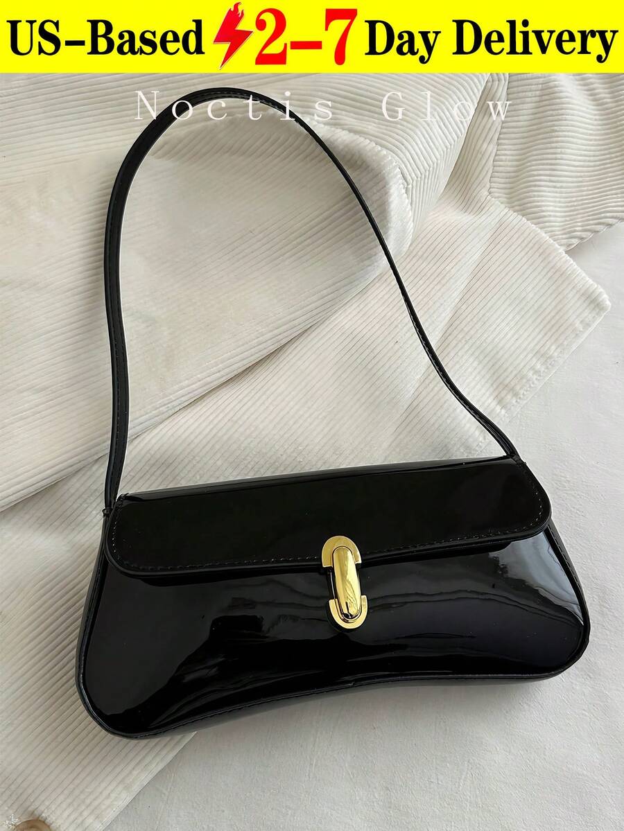 Women's Vintage Leather Underarm Baguette Bag - Chic Shoulder Purse With Metal Buckle Accent, Perfect For Daily Commute, Shopping, Dates, Gatherings, Parties, And Bride's Handbag; Timeless Design Ideal As A Birthday, Christmas, Or New Year Gift, Featuring High-Quality Leather, Classic Silhouette, And Sophisticated Details To Elevate Casual, Romantic, Or Formal Ensembles - Nhiều màu - Xem 1