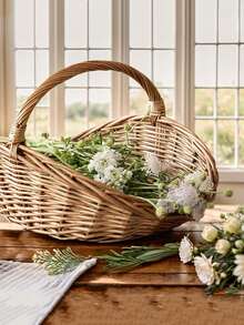 Giỏ mây đan thủ công - Chậu trồng cây đa năng hiện đại dùng trong nhà và ngoài trời, khay đựng rau củ, đồ trang trí nhà cửa với kết cấu đan tự nhiên, vật trang trí trung tâm, giỏ để đồ. - Kiểu đan liễu - Xem 3