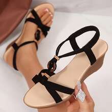 Women's Platform Wedges Sandals Dressy Open Toe Comfy Casual Summer High Heels Breathable Beach Shoes Bohemian - 黑色 - 查看 10