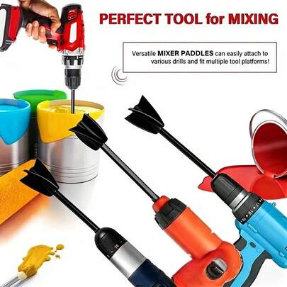 2pcs Reusable Paint Mixer Epoxy Resin Mixer Attachment, Small Mixer Paint And Resin Mixer Paddle, Durable Non-Stick Easy To Clean Design, Comfortable Grip. Achieves Efficient And Smooth Mixing, Suitable For Mixing Epoxy Resin, Pigments, Ceramic Glaze