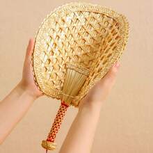 1pc Durable Large Palm Leaf Hand Fan, Handwoven Straw Fan, Traditional Handmade Banana Leaf Hand Fan, Suitable For Home Use, Summer - Straw Fan - View 3