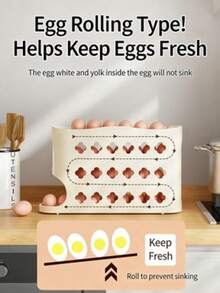 Practical Automatic Rolling Egg Holder Made Of Durable Plastic. Easy To Use, Keeps Eggs And Tidy, Great For Home, Baking, And Daily Kitchen Use. - View 3